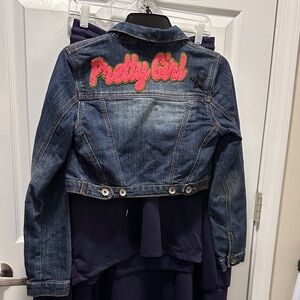Dollhouse Blue Jean Jacket with Pink Embroidery